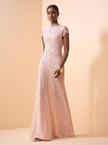 Zivah long pink dress with a split waist, made of...