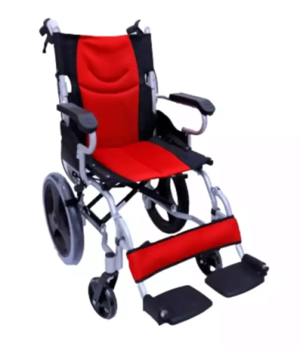 Small red covered chair, width 45 cm