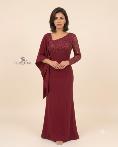 فستان سهرة عودي كم واحد استثنائي أنيق