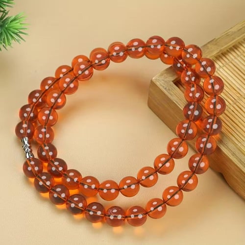 عقد خرزي بلون العقيق الأحمر الفاتح