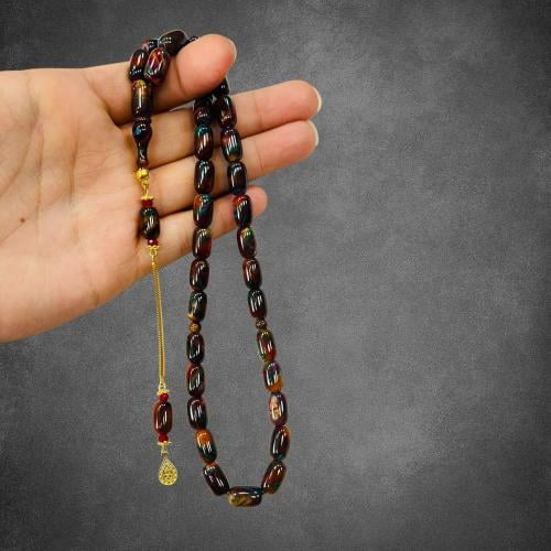 سبحة فاتوران بلون بني أسود مموج