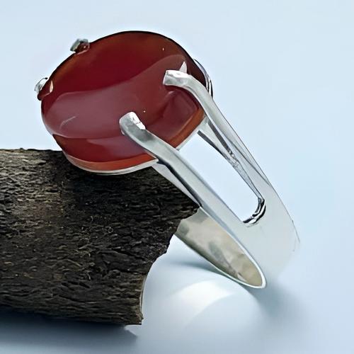 خاتم عقيق يمني أحمر – فضة 925