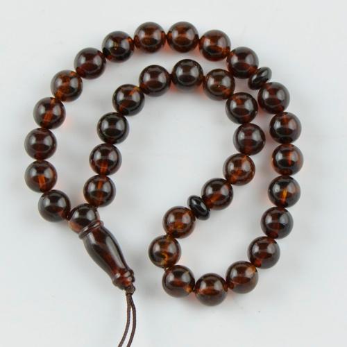 سبحة كهرمان طبيعي بلطيقي – لون أسود كرزي