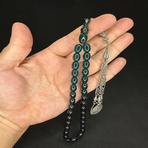 سبحة فاتوران أخضر زمردي – بتوهج طبيعي معتّق