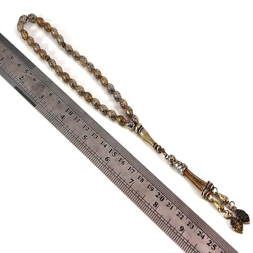 سبحة عثمانية مصنوعة من الفضة – مطلية بالذهب بلمسة...