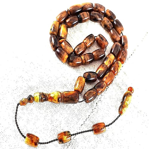 سبحة عثمانية كهرمان عربي قديم – تدرجات نادرة بطابع...