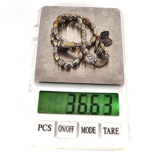 سبحة عثمانية مصنوعة من الفضة – مطلية بالذهب بلمسة...