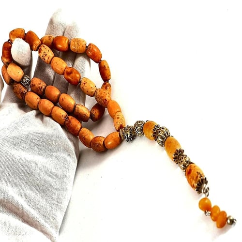 سبحة عثمانية كهرمان طبيعي– قطعة نادرة بحضور ملكي ر...