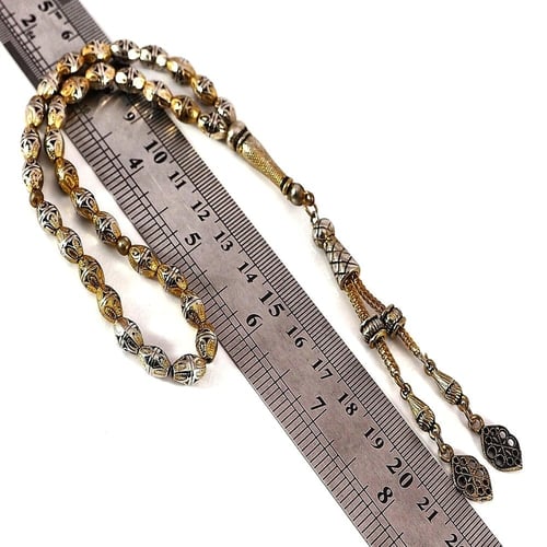 سبحة عثمانية مصنوعة من الفضة – مطلية بالذهب بلمسة...