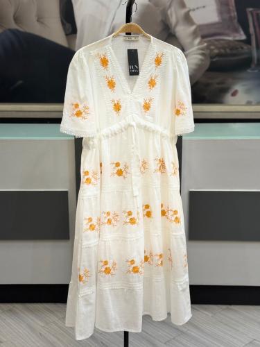 فستان مزهر لون مشمشي