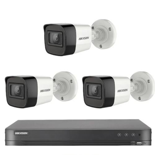 عدد 3 كاميرات هيك فيجن 5 ميجـا - خارجية مع جهاز تس...