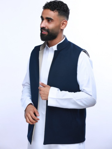 Blue embroidered traditional head covering