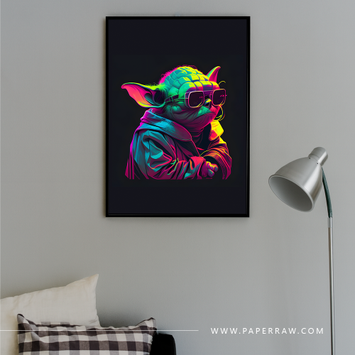 لوحة جدارية Baby Yoda Neon