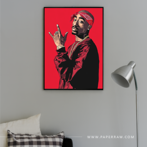 لوحة جدارية Tupac – Red Vibes