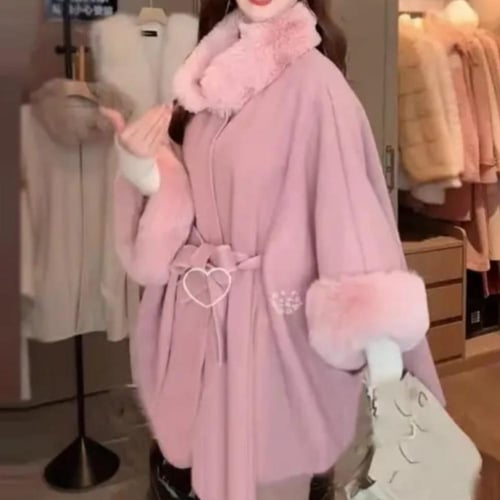 شال شتوي نسائي فرو بأطراف فاخرة