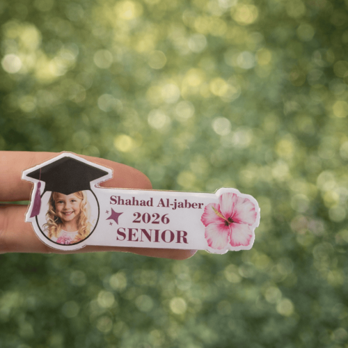 بروش تخرج 2026 مستطيل وردة زهري