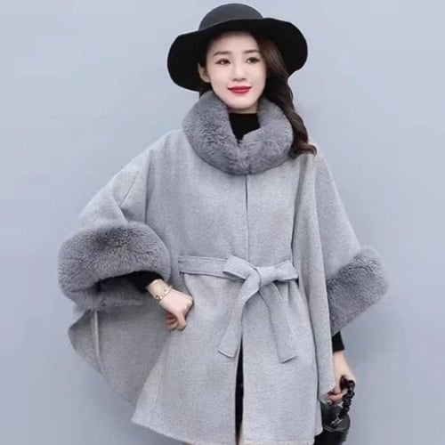 شال شتوي نسائي فرو بأطراف فاخرة