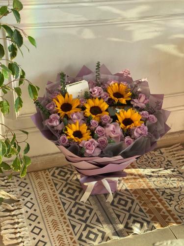 باقة صن بينك ورد عباد الشمس راقية