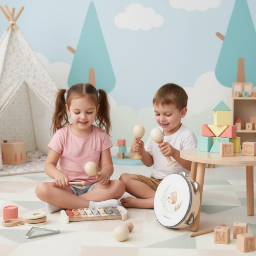 The wooden music box set