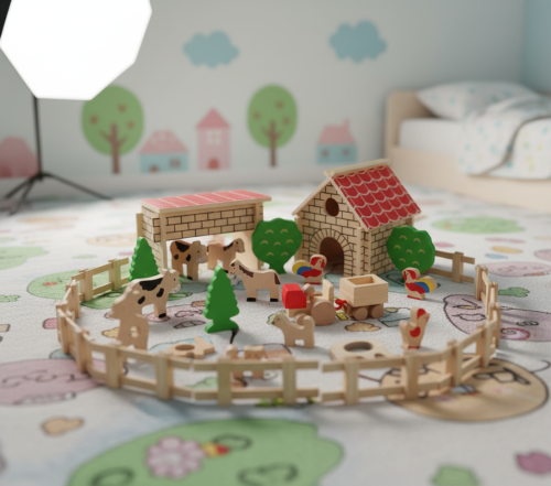 Family farm of the wooden