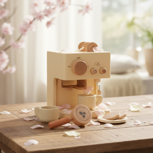 Wooden coffee machine for children