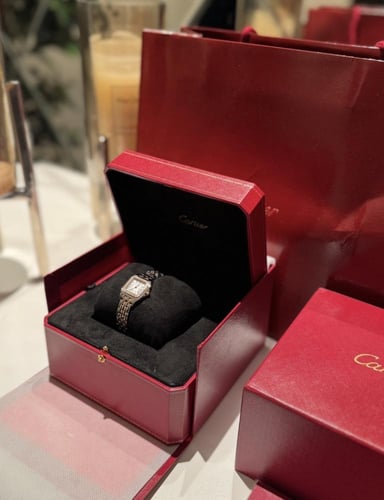 ساعه كارتيه بانثر روز قولد & سيلفر