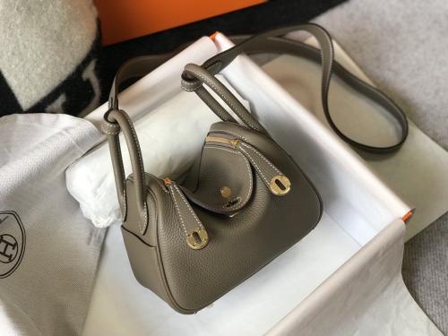 Etoupe Clemence Mini Lindy 20 Gold Hardware,