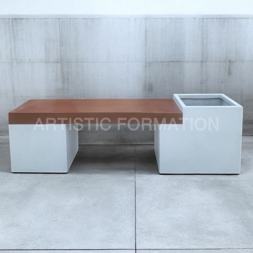 مقعد بنش مستطيل - مع حوض زرع