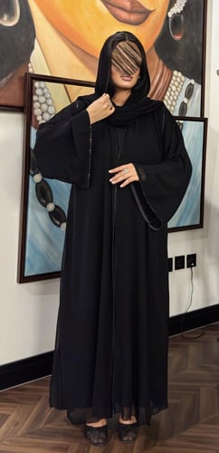 عبايه الماس بقماش شيفون بكلفة ترتر