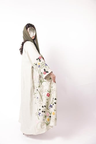 عبأيه الاميره قماش لنن هندي وشك يدوي