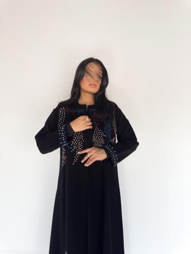 عبايه بليزر بشك دردوزي بقماش سيراميك اندنوسي