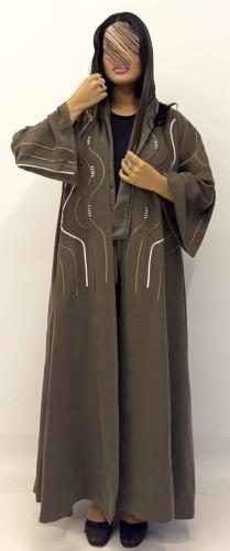 عبايه لارا كلوش بقماش حرير مغسول وبتطريز يدوي فخم