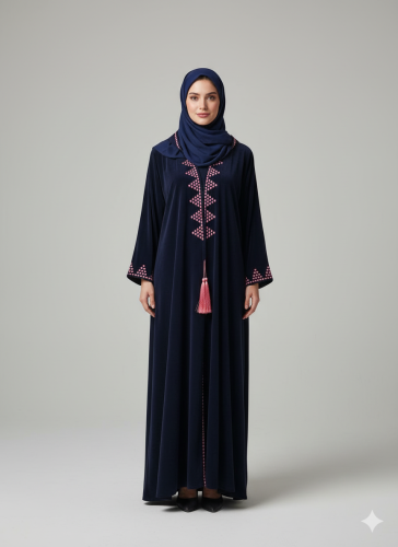 عبايه ترند مخمل كوري تطريز مع دندوش