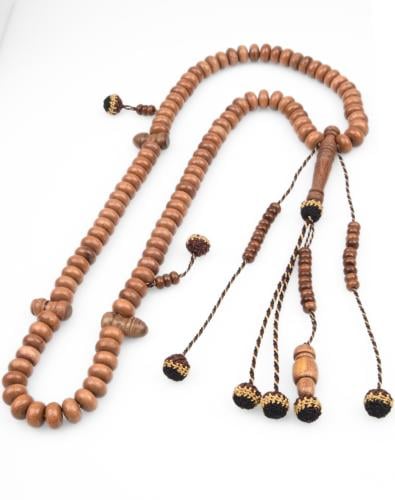 مسبحة من خشب أكاشيا مكونة من 100 حبة، بتصميم شرابا...