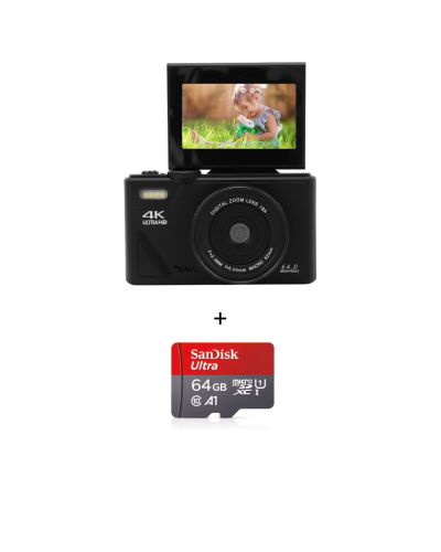 ديجيتال كاميرا lens 4k + ذاكرة 64GB هدية مجانًا