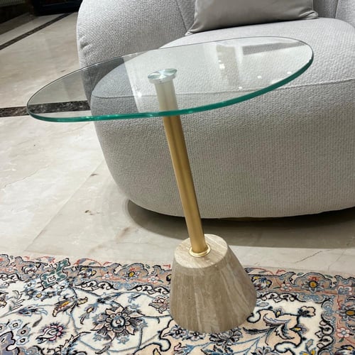 طاولة خدمة قزاز مع رخام بتصميم مميز