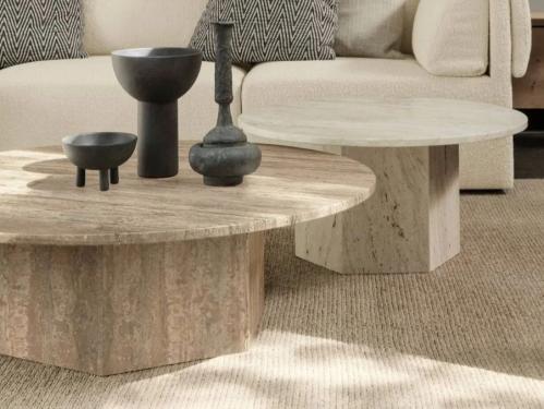 2طاولات رخام ترافنتينو بلونين حسب الطلب