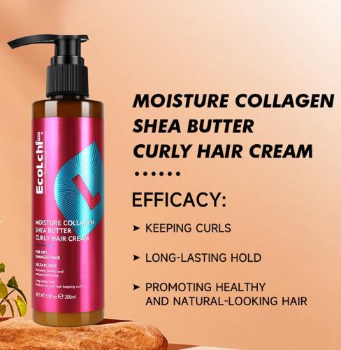 Collagen balm cream with shea butter leaves in hai...