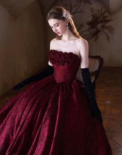 فستان تفته برغندي