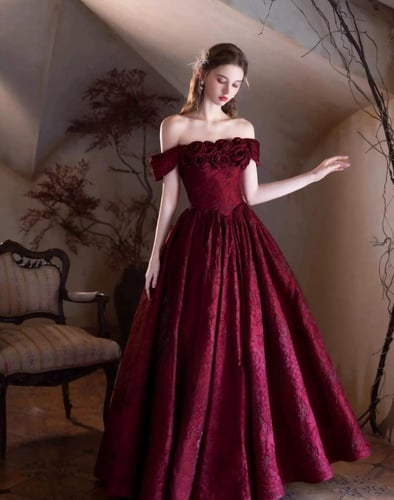 فستان تفته برغندي