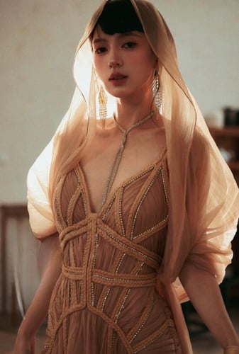 فستان مزين بالكريستال