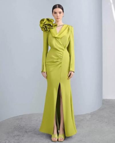 فستان كريب اخضر