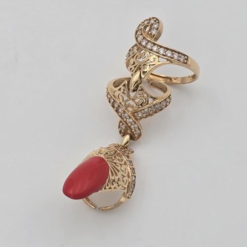 خاتم تريبل ذهب عيار 21 مرصع بالزركون موديل 14511 B