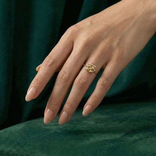 خاتم إيطالي ذهب ملون عيار 18 مرصع بالزركون موديل 3...