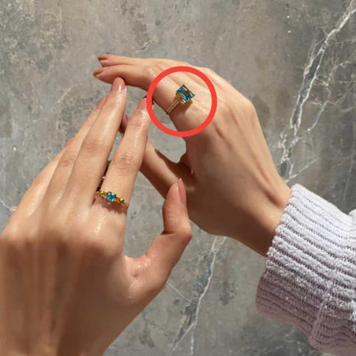 [R007] خاتم فضة عيار 925 مطلي بالذهب