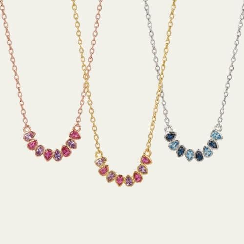 [N013] سلسال فضة بزركون شكل دمعة