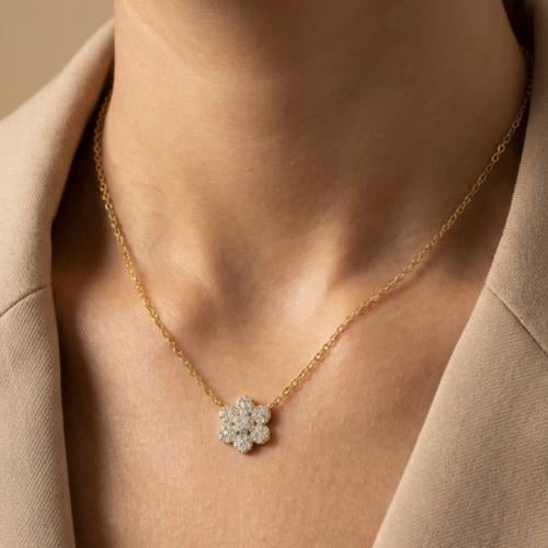 [N032] سلسال مطلي شكل وردة