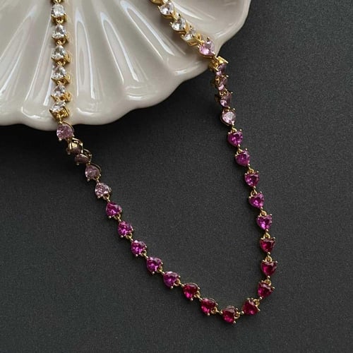 [N033] تشوكر قلوب أومبريه مطلي ذهب