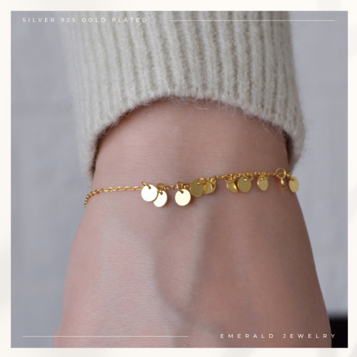 [B009] اسوارة من الفضة ومطلية بالذهب مع حلقات صغير...