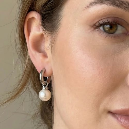 [E020] حلق لولو مطلي بالذهب